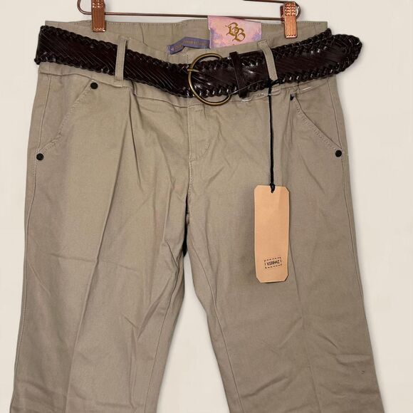 Vintage Y2K low rise khaki bootcut pants + braided brown belt | medium - Picture 4 of 7